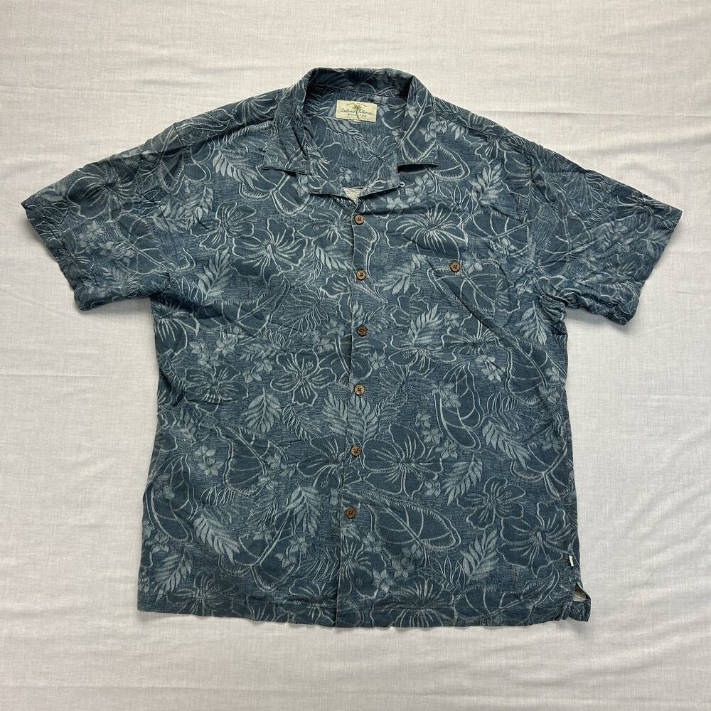 Island Shores Hawaiin Silk Shirt Mens Large Tropical Woven Relaxed Button Up Top